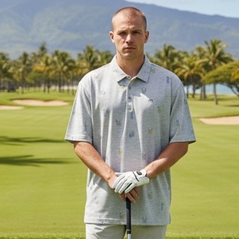 Travis Mathew Men's Short Sleeve Call The Shots Golf‎ Polo Shirt Gray Size 2XL